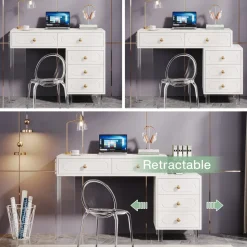 Tribesigns Desks*5-Drawer Computer Desk with Transparent Acrylic Base and Legs