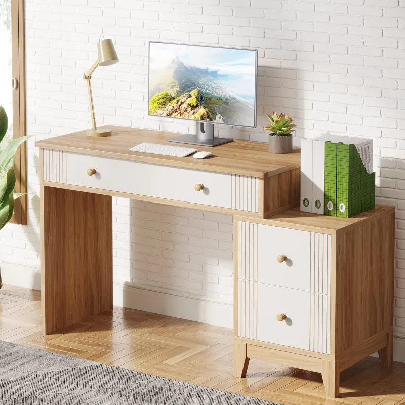 Tribesigns Desks*4-Drawer Computer Desk, Wooden Study Writing Table with Storage