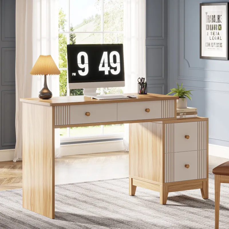 Tribesigns Desks*4-Drawer Computer Desk, Wooden Study Writing Table with Storage