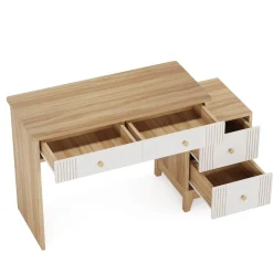 Tribesigns Desks*4-Drawer Computer Desk, Wooden Study Writing Table with Storage