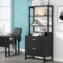 Tribesigns File Cabinets|File Cabinets*2-Drawer File Cabinet, Vertical Filing Cabinet with Lock & Bookshelf