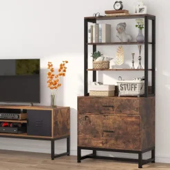 Tribesigns File Cabinets|File Cabinets*2-Drawer File Cabinet, Vertical Filing Cabinet with Lock & Bookshelf
