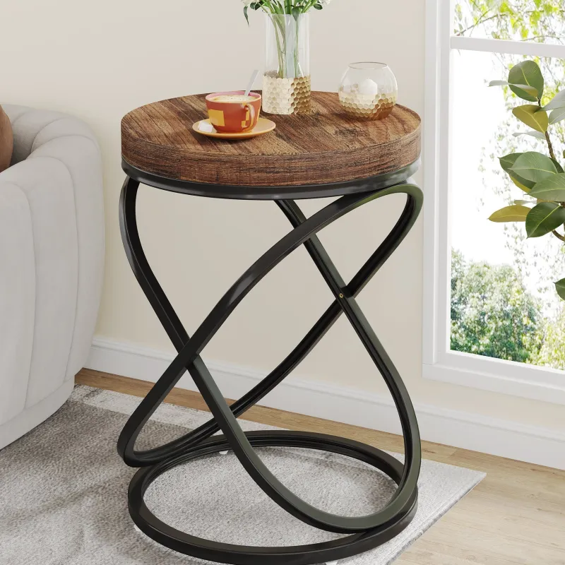 Tribesigns End & Side Tables*End Table, 26" Tall Round Sofa Side Table with Faux Marble Top