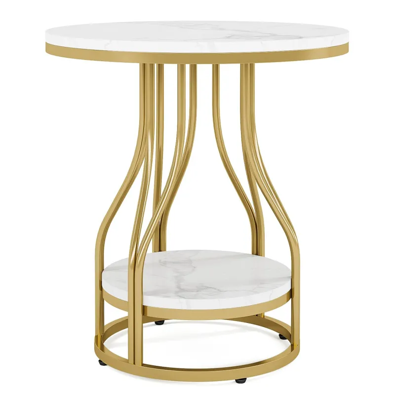 Tribesigns End & Side Tables*End Table, Round 2-Tier Sofa Side Table with Metal Frame