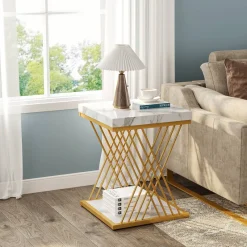 Tribesigns End & Side Tables*End Table, 2-Tier Square Side Table Modern Bedside Table