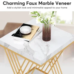 Tribesigns End & Side Tables*End Table, 2-Tier Square Side Table Modern Bedside Table