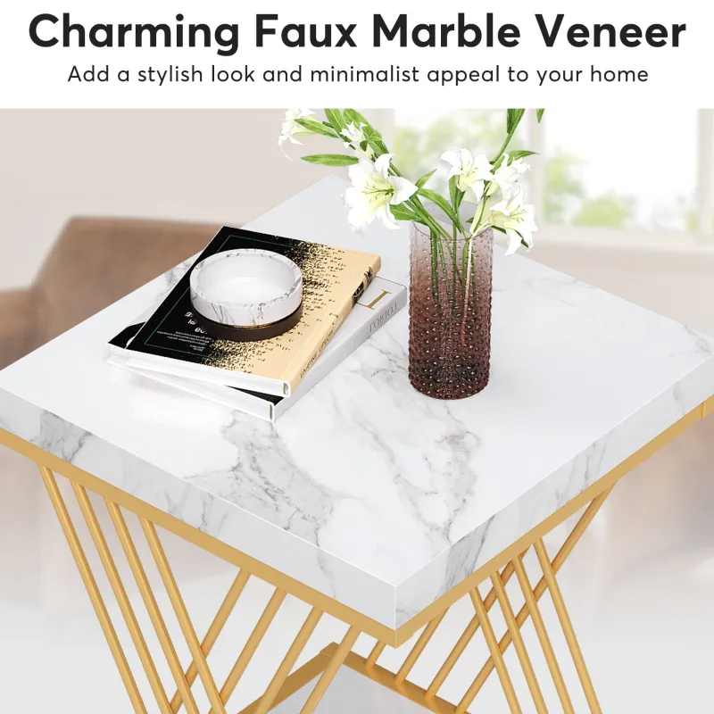 Tribesigns End & Side Tables*End Table, 2-Tier Square Side Table Modern Bedside Table