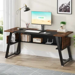 Tribesigns Desks*Executive Desk, 63" Computer Office Desk with Storage Shelf