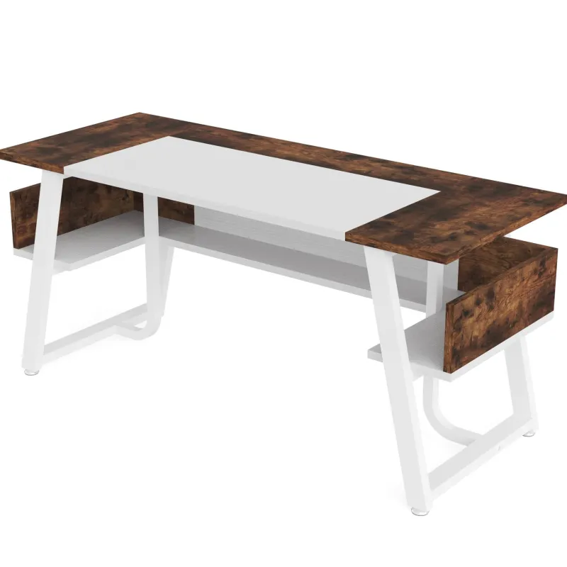 Tribesigns Desks*Executive Desk, 63" Computer Office Desk with Storage Shelf