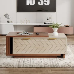 Tribesigns Coffee Tables*Extendable Coffee Table, Center Table Cocktail Table with 2 Storage Drawers