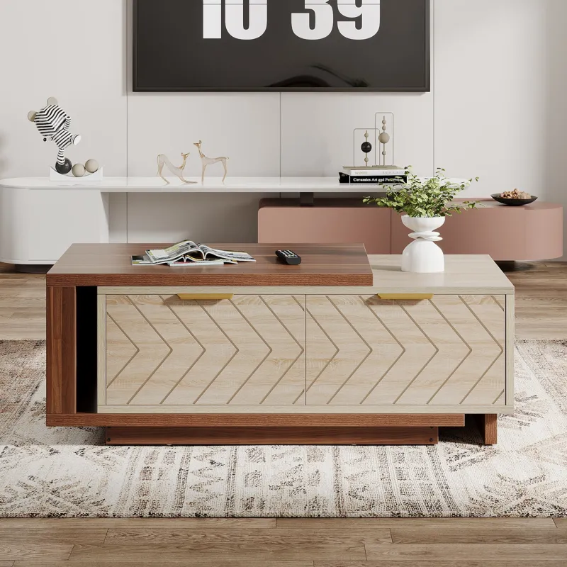 Tribesigns Coffee Tables*Extendable Coffee Table, Center Table Cocktail Table with 2 Storage Drawers