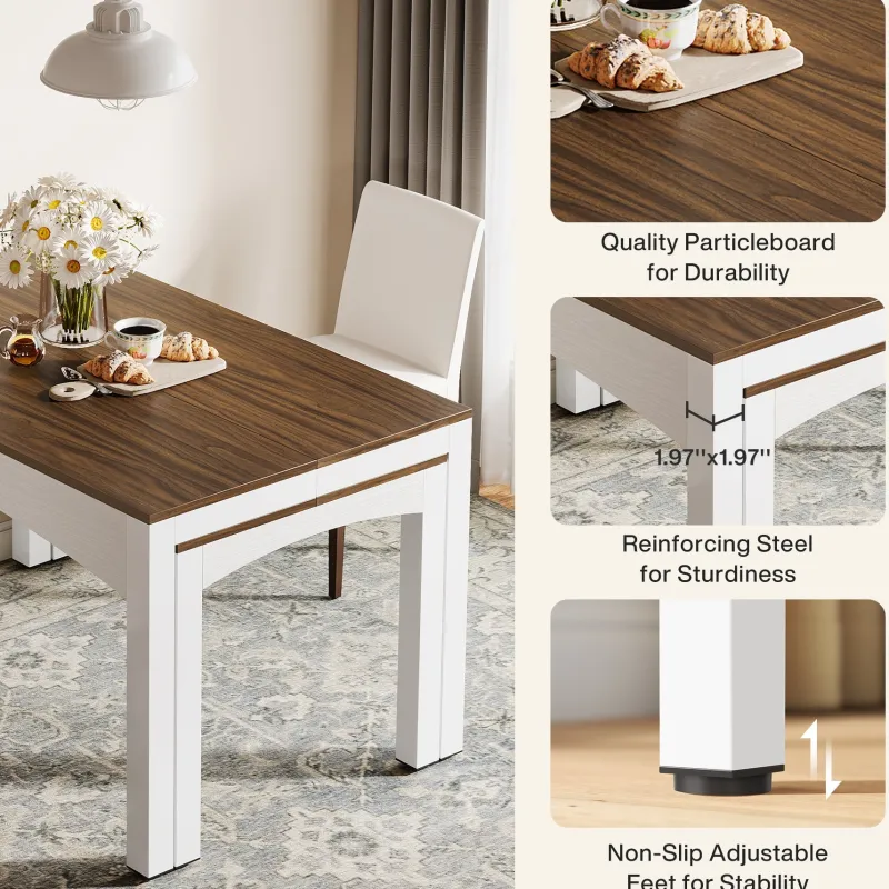 Tribesigns Dining Tables*Extendable Dining Table, Farmhouse Kitchen Table for 6 - 10 people