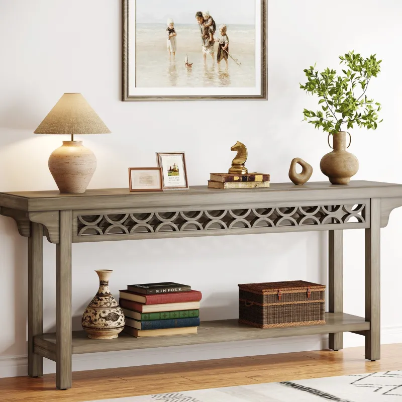 Tribesigns Console Tables|Console Tables*Farmhouse Console Table, 70.8" Narrow Wood Sofa Table with Storage