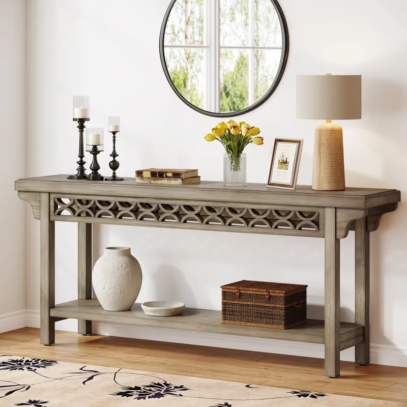 Tribesigns Console Tables|Console Tables*Farmhouse Console Table, 70.8" Narrow Wood Sofa Table with Storage