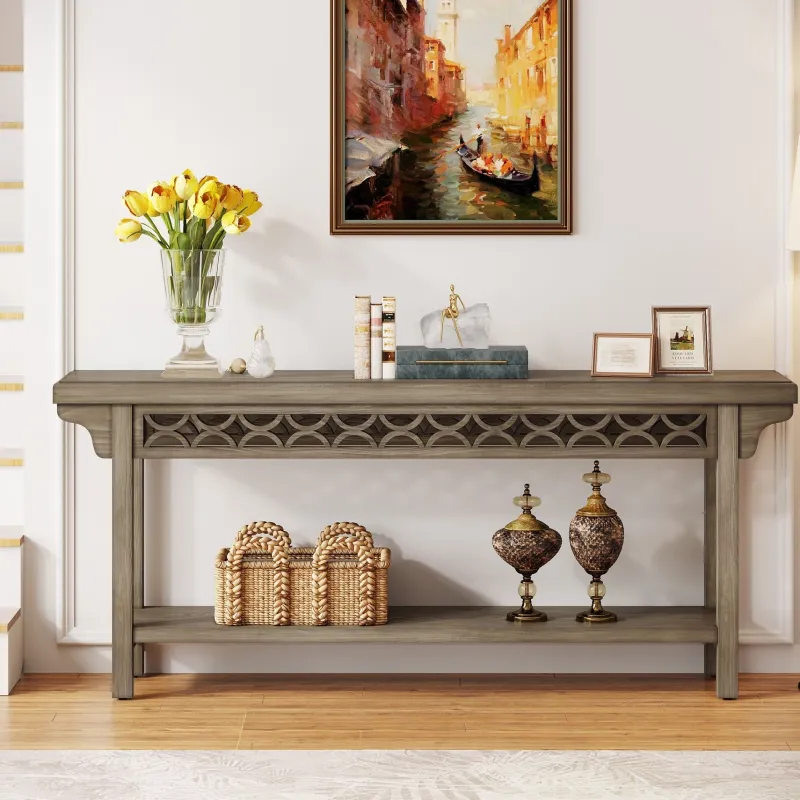Tribesigns Console Tables|Console Tables*Farmhouse Console Table, 70.8" Narrow Wood Sofa Table with Storage