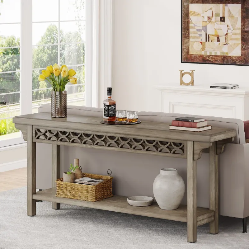 Tribesigns Console Tables|Console Tables*Farmhouse Console Table, 70.8" Narrow Wood Sofa Table with Storage