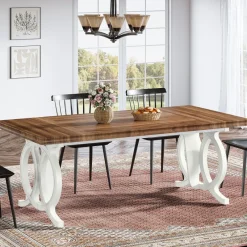 Tribesigns Dining Tables*Farmhouse Dining Table, 70.8" Wood Kitchen Table For 6 People