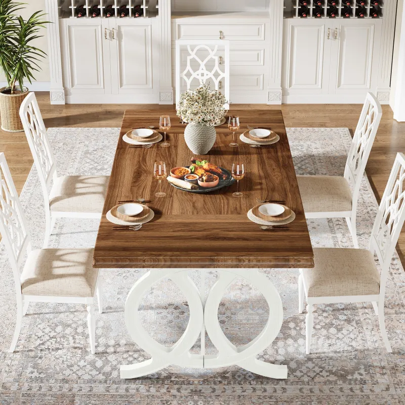 Tribesigns Dining Tables*Farmhouse Dining Table, 70.8" Wood Kitchen Table For 6 People