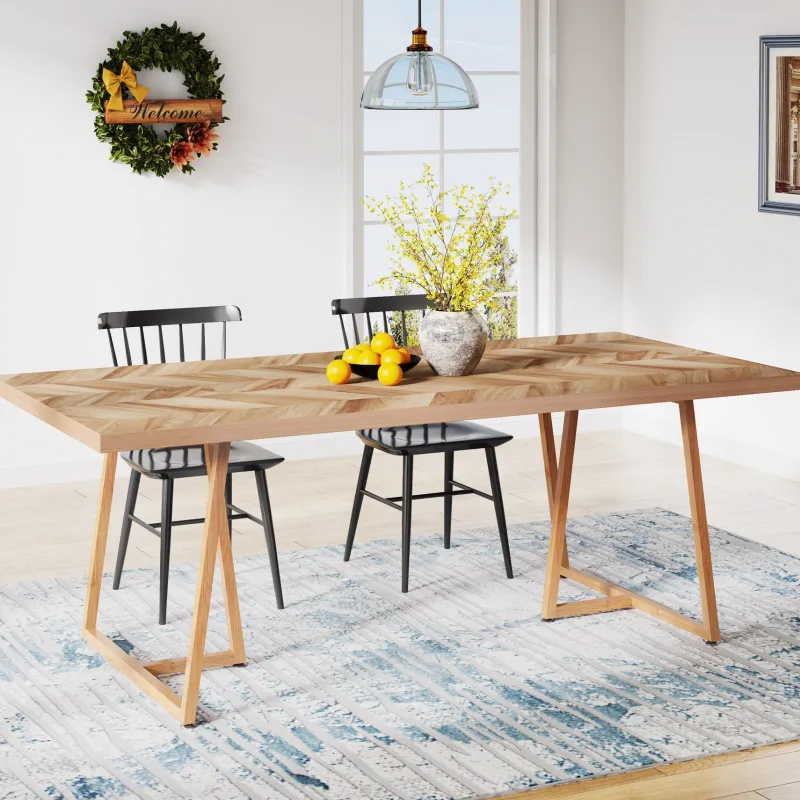 Tribesigns Dining Tables*Farmhouse Dining Table for 6 to 8, 70.9" Rectangular Wood Kitchen Table