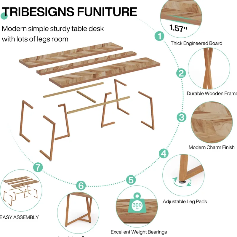 Tribesigns Dining Tables*Farmhouse Dining Table for 6 to 8, 70.9" Rectangular Wood Kitchen Table