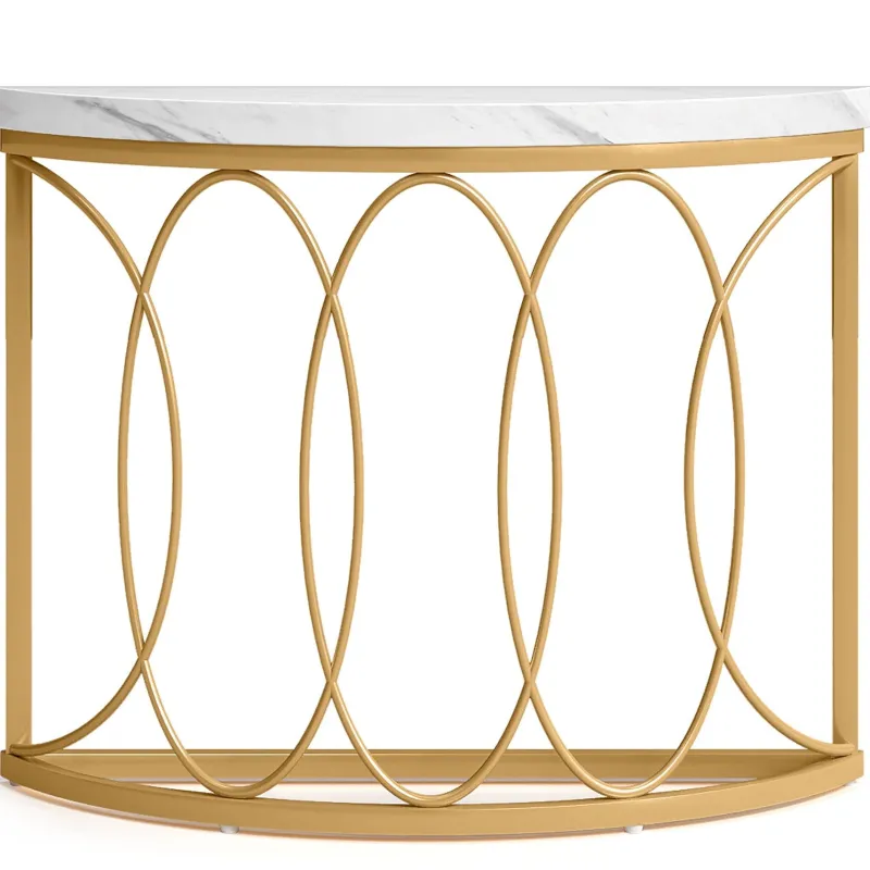 Tribesigns Console Tables|Console Tables*Faux Marble Console Table, 43" Half Moon Sofa Entryway Table