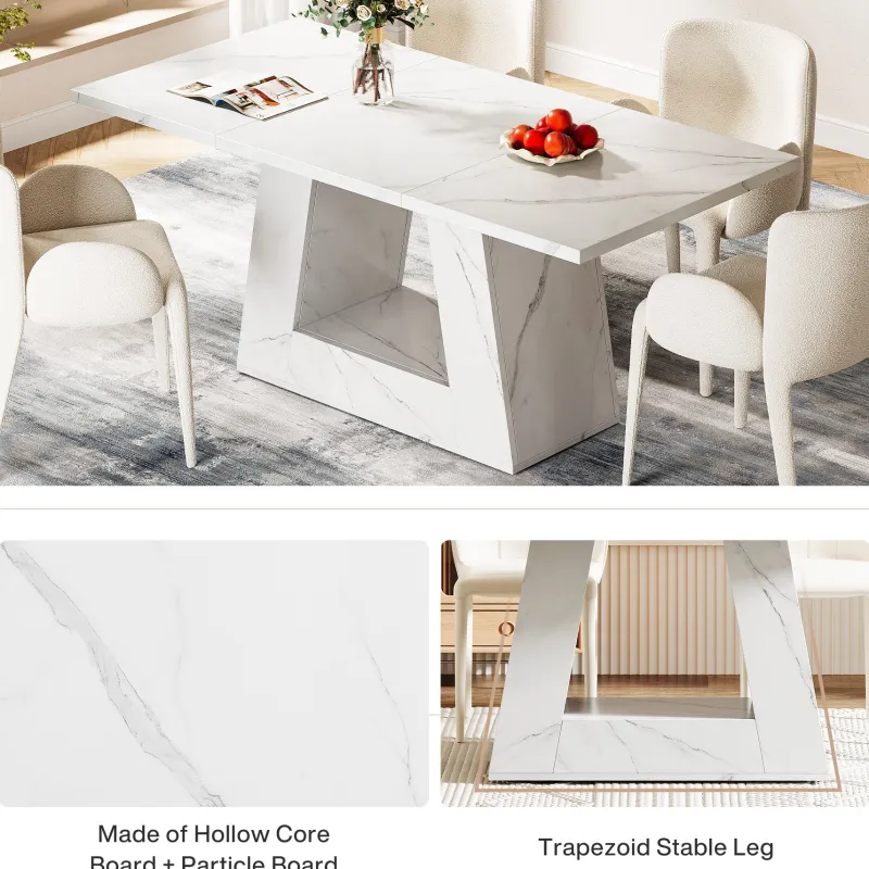 Tribesigns Dining Tables*Faux Marble Dining Table, 63" Kitchen Table for 4 to 6 People
