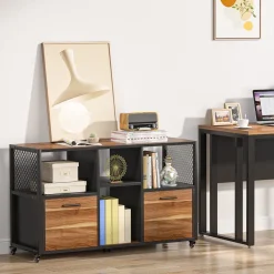 Tribesigns File Cabinets|File Cabinets*File Cabinet, 2 Drawer Wood Mobile Lateral Filing Cabinet