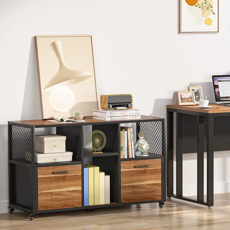 Tribesigns File Cabinets|File Cabinets*File Cabinet, 2 Drawer Wood Mobile Lateral Filing Cabinet
