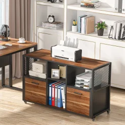 Tribesigns File Cabinets|File Cabinets*File Cabinet, 2 Drawer Wood Mobile Lateral Filing Cabinet