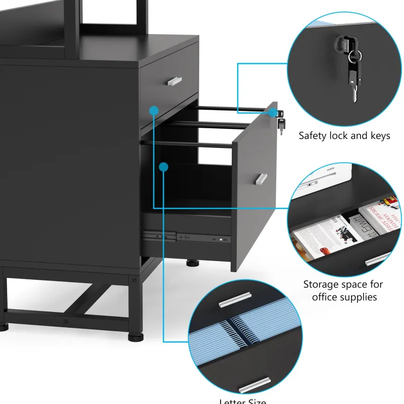 Tribesigns File Cabinets|File Cabinets*File Cabinet, 2 Drawers Letter Size Filing Cabinet Printer Stand