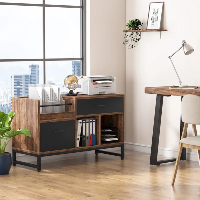 Tribesigns File Cabinets|File Cabinets*File Cabinet, Rustic Lateral Filing Cabinet with 2 Drawers