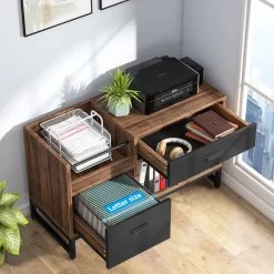 Tribesigns File Cabinets|File Cabinets*File Cabinet, Rustic Lateral Filing Cabinet with 2 Drawers
