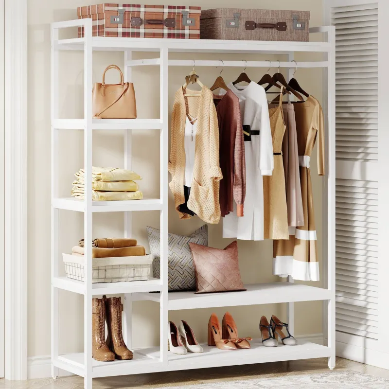 Tribesigns Closet Organizers|Clothes & Garment Racks*Freestanding Closet Organizer, Garment Rack with 6 Shelves