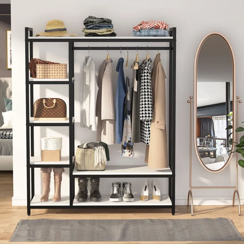 Tribesigns Closet Organizers|Clothes & Garment Racks*Freestanding Closet Organizer, Garment Rack with 6 Shelves