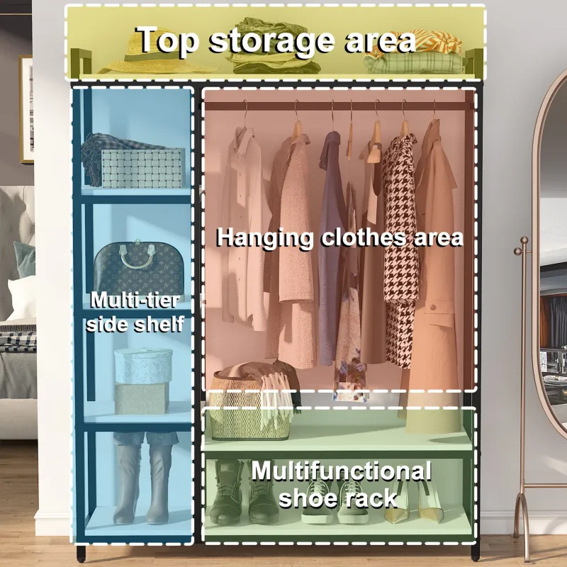 Tribesigns Closet Organizers|Clothes & Garment Racks*Freestanding Closet Organizer, Garment Rack with 6 Shelves