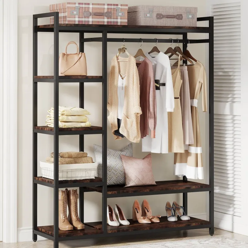 Tribesigns Closet Organizers|Clothes & Garment Racks*Freestanding Closet Organizer, Garment Rack with 6 Shelves