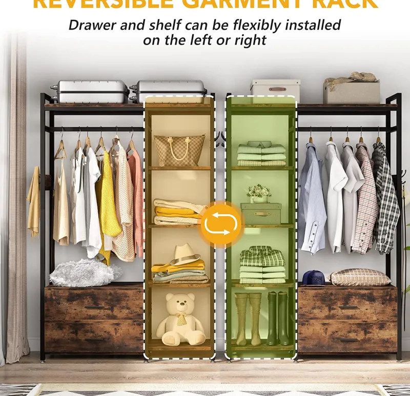 Tribesigns Closet Organizers|Clothes & Garment Racks*Freestanding Closet Organizer, Garment Rack with 2 Fabric Drawers