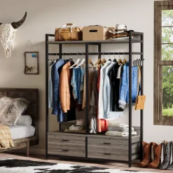 Tribesigns Closet Organizers|Clothes & Garment Racks*Freestanding Closet Organizer, Garment Rack with Drawers & Shelves