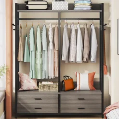 Tribesigns Closet Organizers|Clothes & Garment Racks*Freestanding Closet Organizer, Garment Rack with Drawers & Shelves