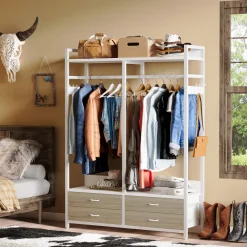 Tribesigns Closet Organizers|Clothes & Garment Racks*Freestanding Closet Organizer, Garment Rack with Drawers & Shelves