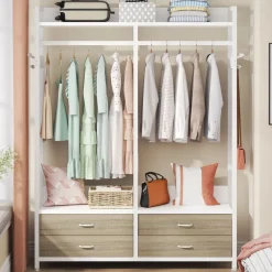 Tribesigns Closet Organizers|Clothes & Garment Racks*Freestanding Closet Organizer, Garment Rack with Drawers & Shelves