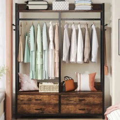 Tribesigns Closet Organizers|Clothes & Garment Racks*Freestanding Closet Organizer, Garment Rack with Drawers & Shelves