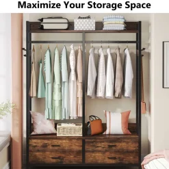 Tribesigns Closet Organizers|Clothes & Garment Racks*Freestanding Closet Organizer, Garment Rack with Drawers & Shelves
