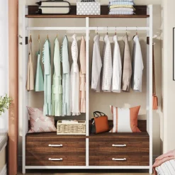 Tribesigns Closet Organizers|Clothes & Garment Racks*Freestanding Closet Organizer, Garment Rack with Drawers & Shelves