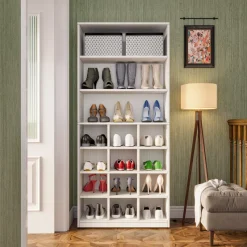Tribesigns Shoe Racks & Cabinets|Shoe Racks & Cabinets*Freestanding Shoe Cabinet, 24 Pair Shoe Rack with Side Hooks