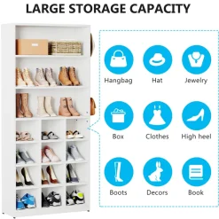 Tribesigns Shoe Racks & Cabinets|Shoe Racks & Cabinets*Freestanding Shoe Cabinet, 24 Pair Shoe Rack with Side Hooks