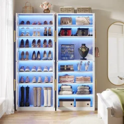 Tribesigns Shoe Racks & Cabinets|Shoe Racks & Cabinets*Freestanding Shoe Cabinet with Acrylic Doors and LED Lights