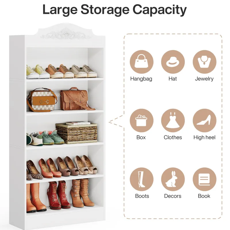 Tribesigns Shoe Racks & Cabinets|Shoe Racks & Cabinets*Freestanding Shoe Cabinet, 72.8" Wood 5 Tiers Shoe Storage Rack