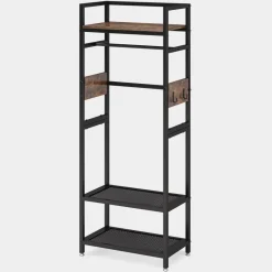 Tribesigns Shoe Racks & Cabinets|Shoe Racks & Cabinets*Front view of 's Freestanding Closet Organizer, Small Entryway Coat Garments Rack, showcasing its minimalist design and space-saving features.