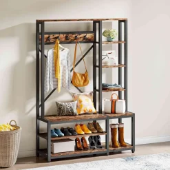 Tribesigns Shoe Racks & Cabinets|Shoe Racks & Cabinets*Front view of ‘s Freestanding Coat Rack Shoe Bench, 4-in-1 Entryway Hall Tree with Shelves.